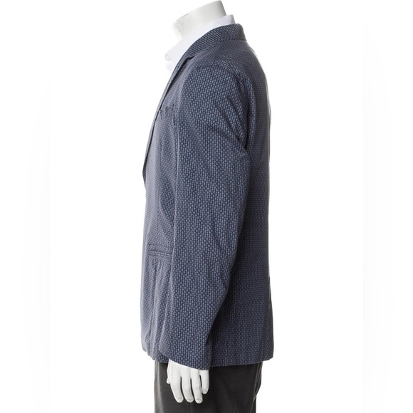 Alexander McQueen Blue Cotton Mini Skull-Print Blazer Jacket EUC Sz IT 50/US 40 - Picture 2 of 13